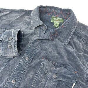 Woolrich Corduroy Button UP Shirt Jacket 2XL Blue Long Sleeves Pockets